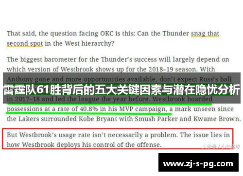 雷霆队61胜背后的五大关键因素与潜在隐忧分析